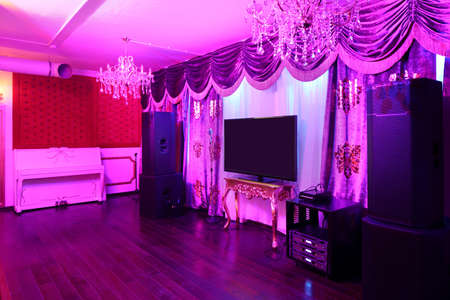 colorful interior of bright and beautiful night clubの写真素材