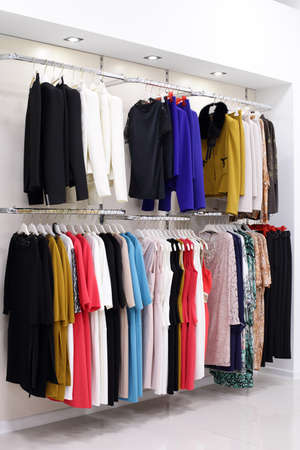 luxury and fashionable brand new interior of cloth storeの写真素材