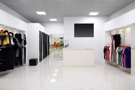luxury and fashionable brand new interior of cloth storeの写真素材