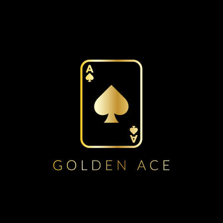 Ace Spade icon with gold design. Card. Vectorのイラスト素材