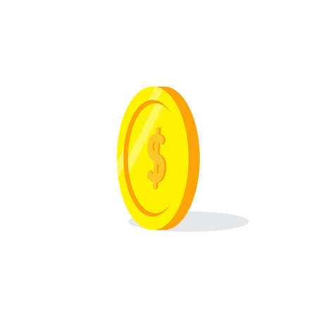 Standing gold coin. Perfect for icon, logo, template, etc. Vector eps 10のイラスト素材