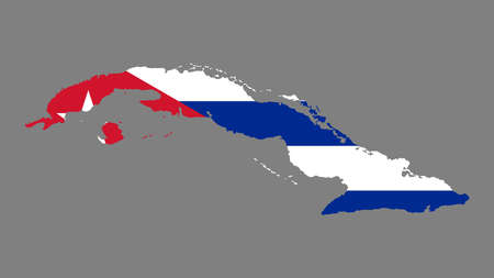 Cuba Map Flag with grey backgroundのイラスト素材
