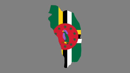 Dominica Map Flag with grey republicのイラスト素材