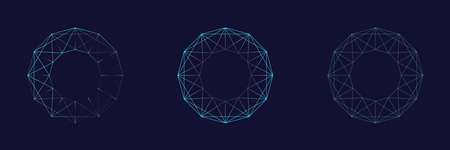 Low poly circle with glowing stars. Perfect for icon, brand, etc. three stylesのイラスト素材