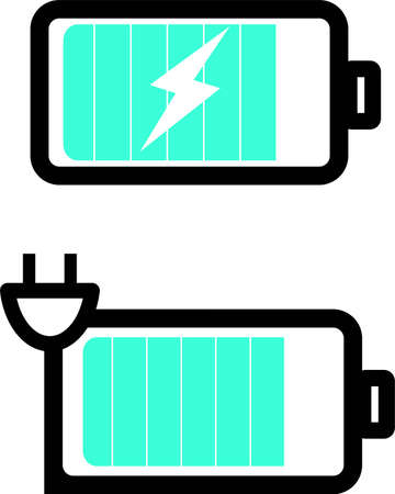 blue battery charging icon vectorのイラスト素材