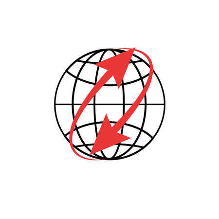 earth with red circle arrow iconのイラスト素材