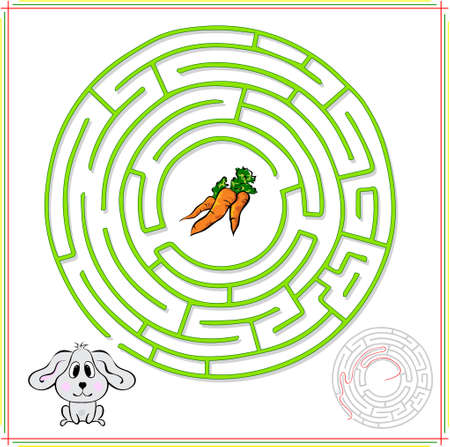 Rabbit or hare must go to carrot. Educational game for children: go through the maze and find the right answerのイラスト素材