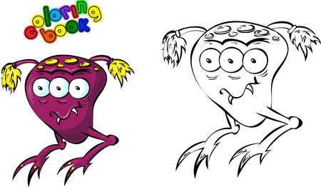 Cartoon space monster. Vector coloring bookのイラスト素材