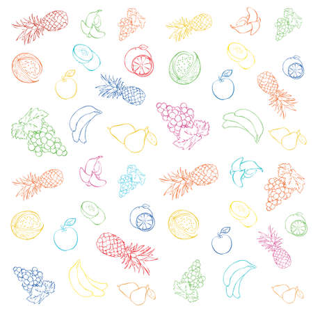 Seamless texture with fruits and berries. colorful backgroundの写真素材