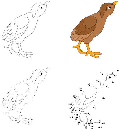 Cartoon poult. Dot to dot educational game for kids. Vector illustrationのイラスト素材