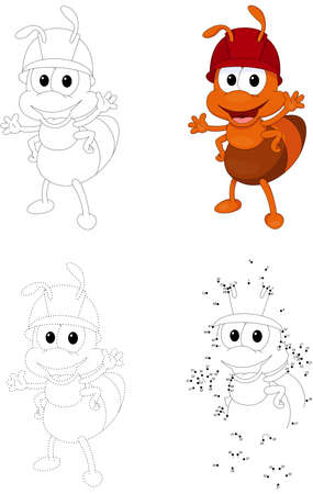 Cartoon ant. Dot to dot educational game for kidsのイラスト素材