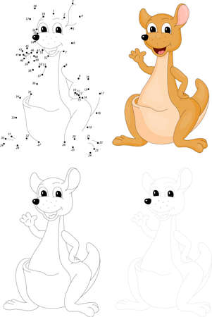 Cartoon kangaroo. Dot to dot educational game for kidsのイラスト素材