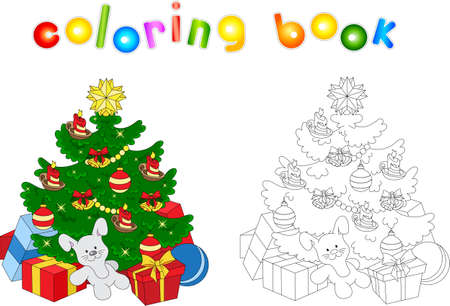 Christmas tree. Coloring book for kidsのイラスト素材