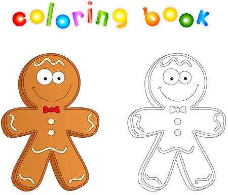 Christmas gingerbread man. Coloring book for kidsのイラスト素材