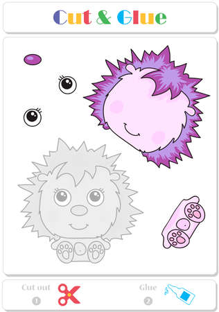 Easy educational paper game for kids with funny barbed hedgehogのイラスト素材