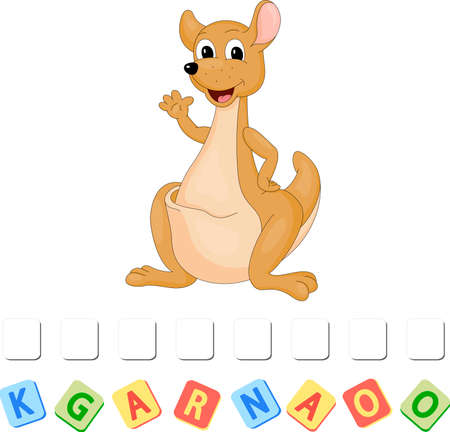 Cartoon kangaroo crossword. Order the lettersのイラスト素材