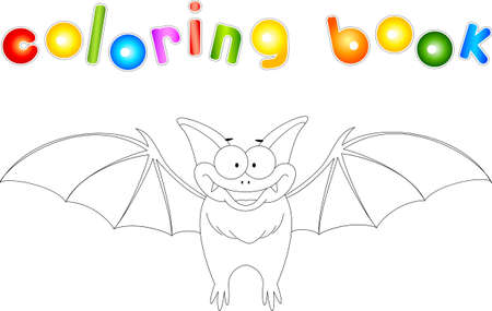 Funny bat. Coloring book for kids. Digital illustrationのイラスト素材