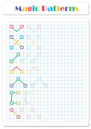 Continue the pattern with crayons or felt-tip pens. Worksheet for preschoolers and primary school childrenのイラスト素材