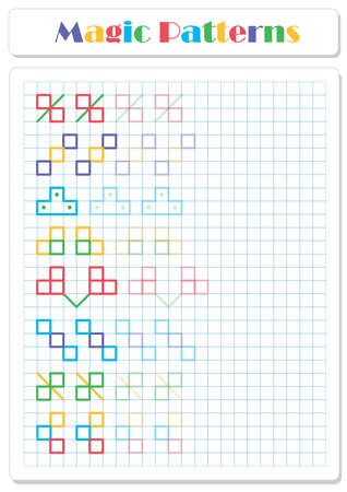 Continue the pattern with crayons or felt-tip pens. Worksheet for preschoolers and primary school childrenのイラスト素材