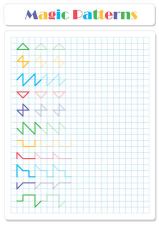 Continue the pattern with crayons or felt-tip pens. Worksheet for preschoolers and primary school childrenのイラスト素材