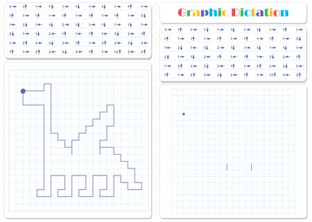 Draw a picture on the arrows. Prehistoric dinosaur with the wings. Worksheet for kidsのイラスト素材