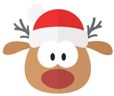 Cute and funny Christmas reindeer. Flat element for holiday greeting cardのイラスト素材