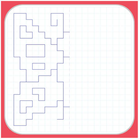 Draw a reflection of the picture. Cartoon graphic butterfly. Worksheet for kidsのイラスト素材