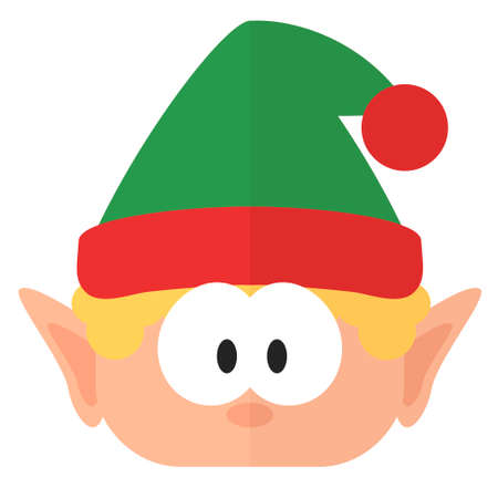 Christmas elf. New Year flat icon. Digital illustrationのイラスト素材
