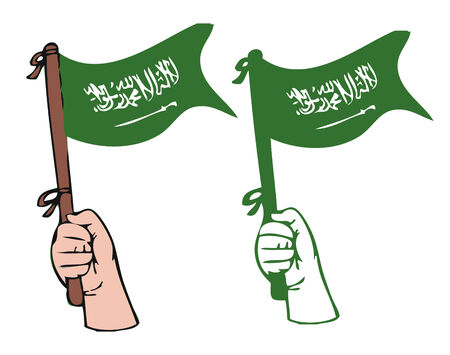 Hand waving Saudi Arabia flagのイラスト素材