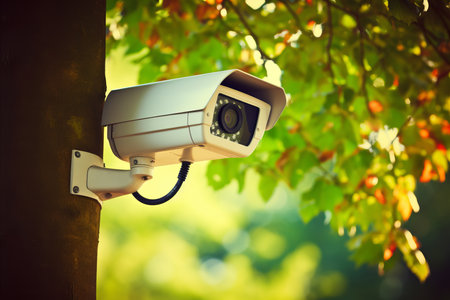 High-Resolution Close-Up Surveillance Camera Ensure Park Security and Promote Public Safetyの素材