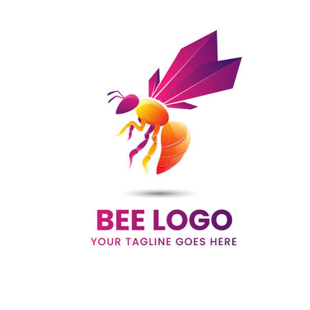 Colorful bee cool illustration logo templateのイラスト素材