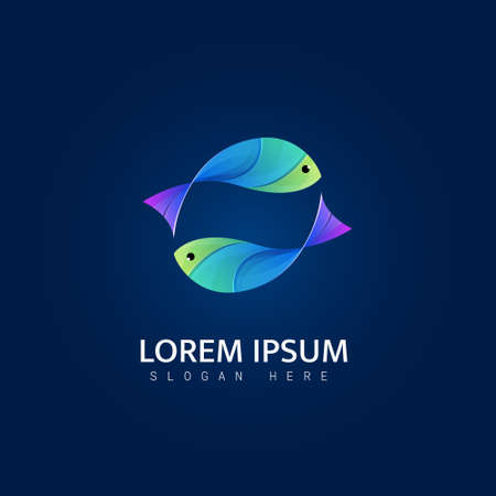 Colorful Fish illustration logo templateのイラスト素材