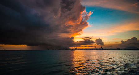 when the rain arrived in the morningの写真素材