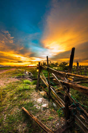 a barrier timber border areaの写真素材