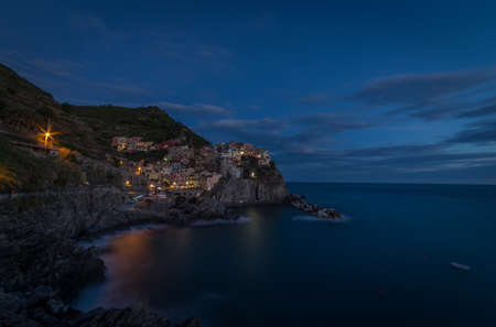 Blue hour in Manarolaの写真素材