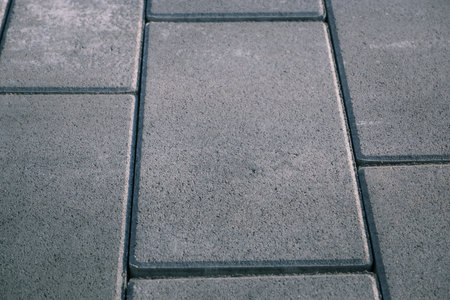 Vibro-pressed concrete paving slabs. Pattern of rectangles.の写真素材