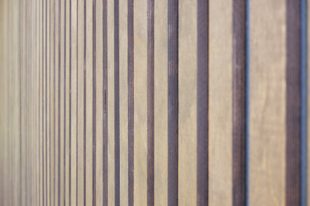 Brown wooden vertical plank. Texture of wood covered with oil Wood vertical texture background brown vertical woodenの写真素材