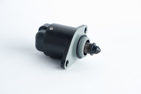 Car injector engine idler. idle speed sensor. idle speed controller close up on white background