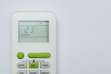 Display of remote control of modern air conditioner.
