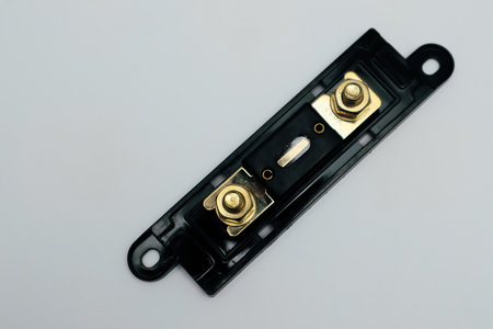 Electrical fuse 250A isolated on white background object. Electrical Car Power Fuse. Fuse for Wind and Solarの写真素材