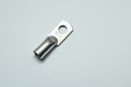 Crimp terminals for electrical wires, tools for electricians. electrical terminal, electronic work on white. Wire connectors.の写真素材