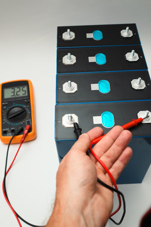 Solar energy upgradeable indoor hybrid inverter and LiFePo4 battery.の写真素材