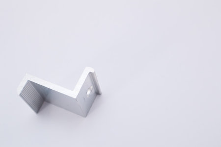 Mounting Clamp of Solar panel. Solar Panel Mounting. Alternative and renewable energy concept.の写真素材