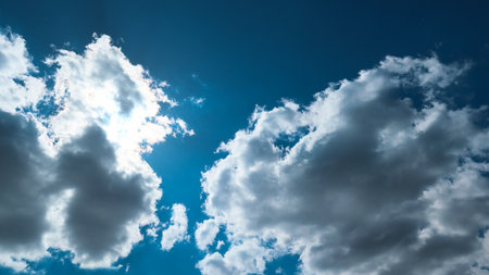 Blue sky and clouds in sunny day. Blue sky and white clouds background. Blue sky clouds background,...