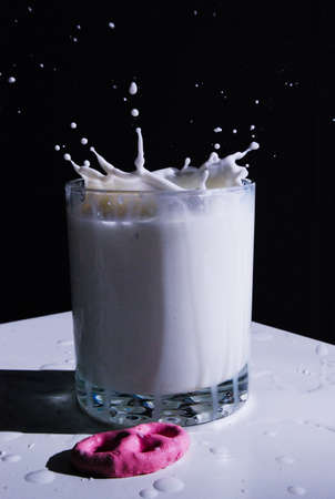 Hot Pink Pretzel, Cold White Milkの写真素材