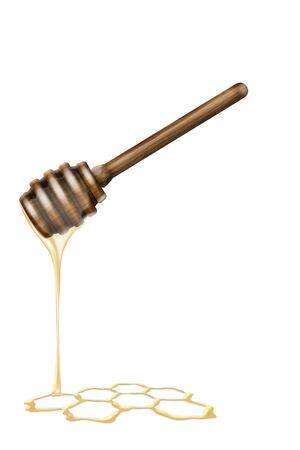 Honey spoon and honey dripの写真素材