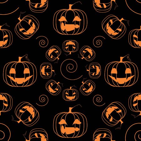 Funny bright pumpkins seamless patternのイラスト素材
