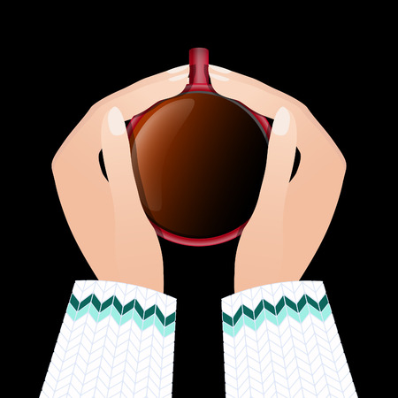 Woman hands holding hot cup of coffee or tea in morningのイラスト素材