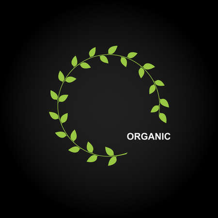 Organic product logo design vector template. Eco icon with green leafs.のイラスト素材