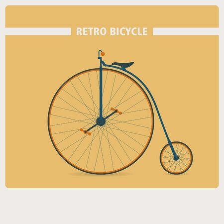 Retro style illustration of old vintage bicycle. Background.のイラスト素材